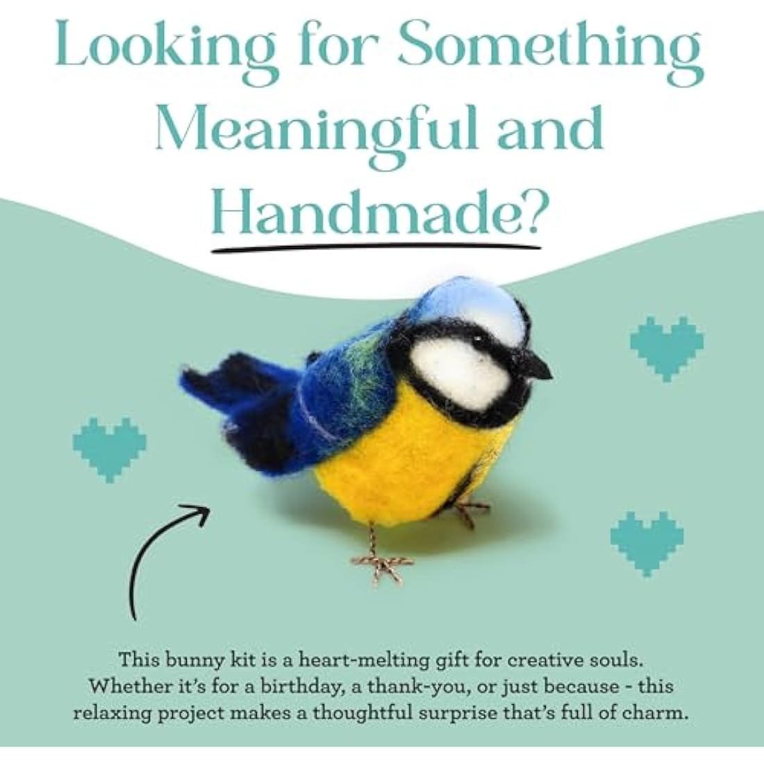 The Crafty Kit Company Needle Felting Craft Kit - British Birds Blue Tit | 100% Corriedale Wool DIY Felt Craft Kit – Handmade Gift for Adults, Teens & Beginners | Age 10+