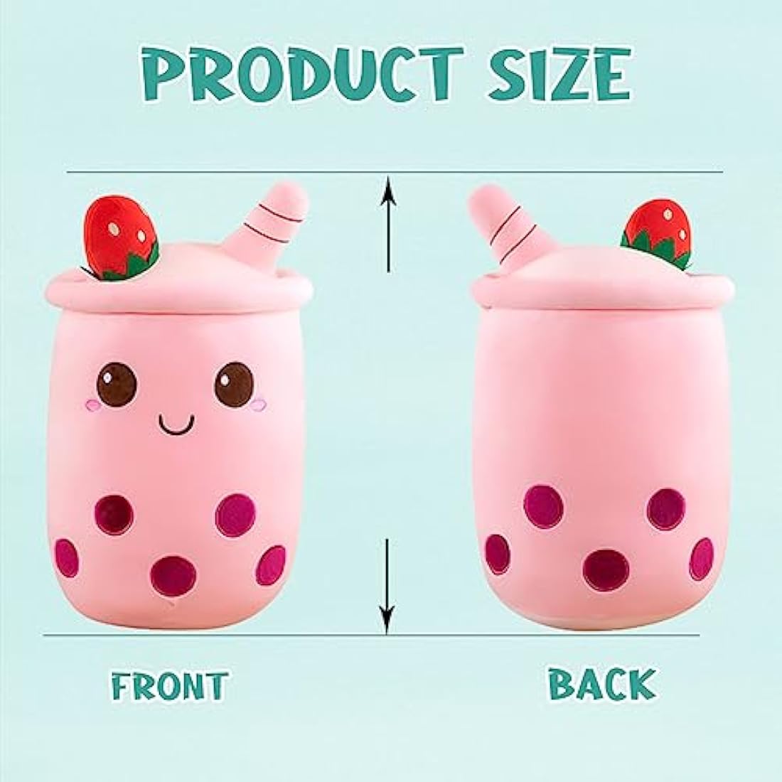 Bubble Tea Plush Boba Stuffed Animal Soft Toys Cute Boba Pillow Plushies Gifts for Kids Adults (Pink, 35cm)