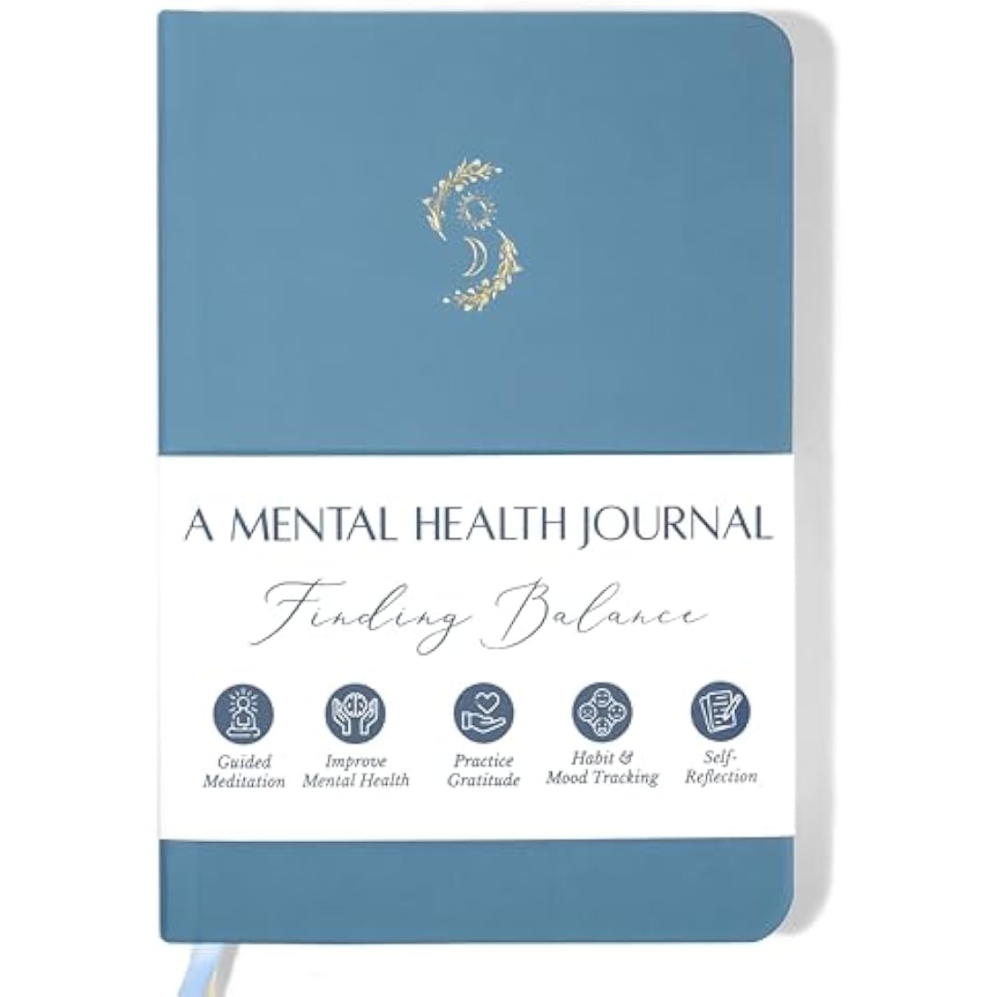 LIFTINSPIRE CO. FINDING BALANCE Mental Health Journal – 6-Month Daily Journal with Prompts for Mindfulness, Self-Care & Healing – Anxiety & Depression Relief – Blue Hardcover