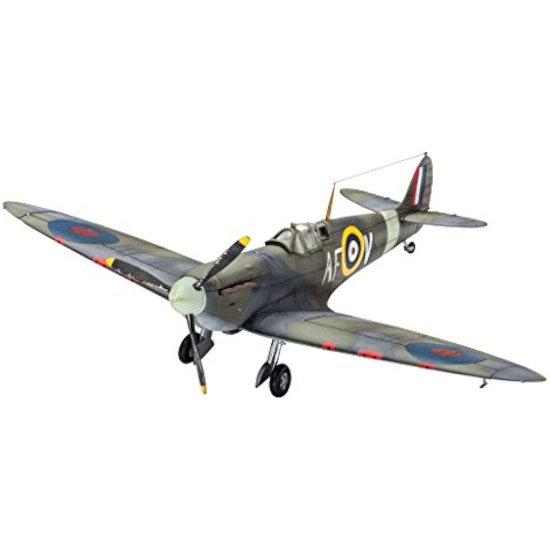 Revell Model Set 63953 Spitfire Mk.IIa 1:72 Scale Unbuilt/Unpainted Plastic Model Kit with Contacta Professional Glue, Paintbrush & Selected Aqua Color Paints
