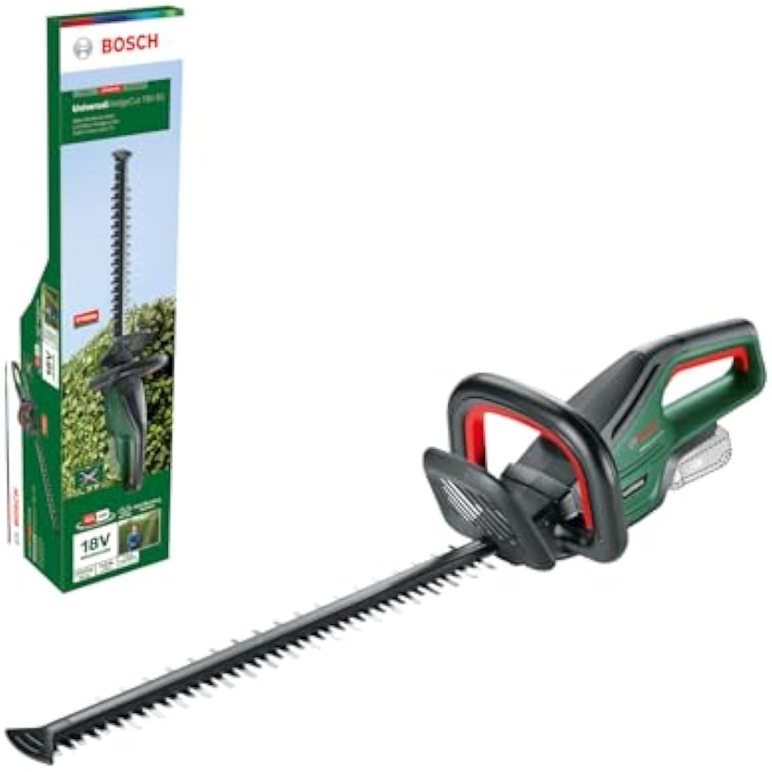 Bosch Cordless Hedge Cutter UniversalHedgeCut 18V-50 (Without Battery, 18 Volt System, Brushless Motor, Blade Length: 50 cm, in Carton Packaging)