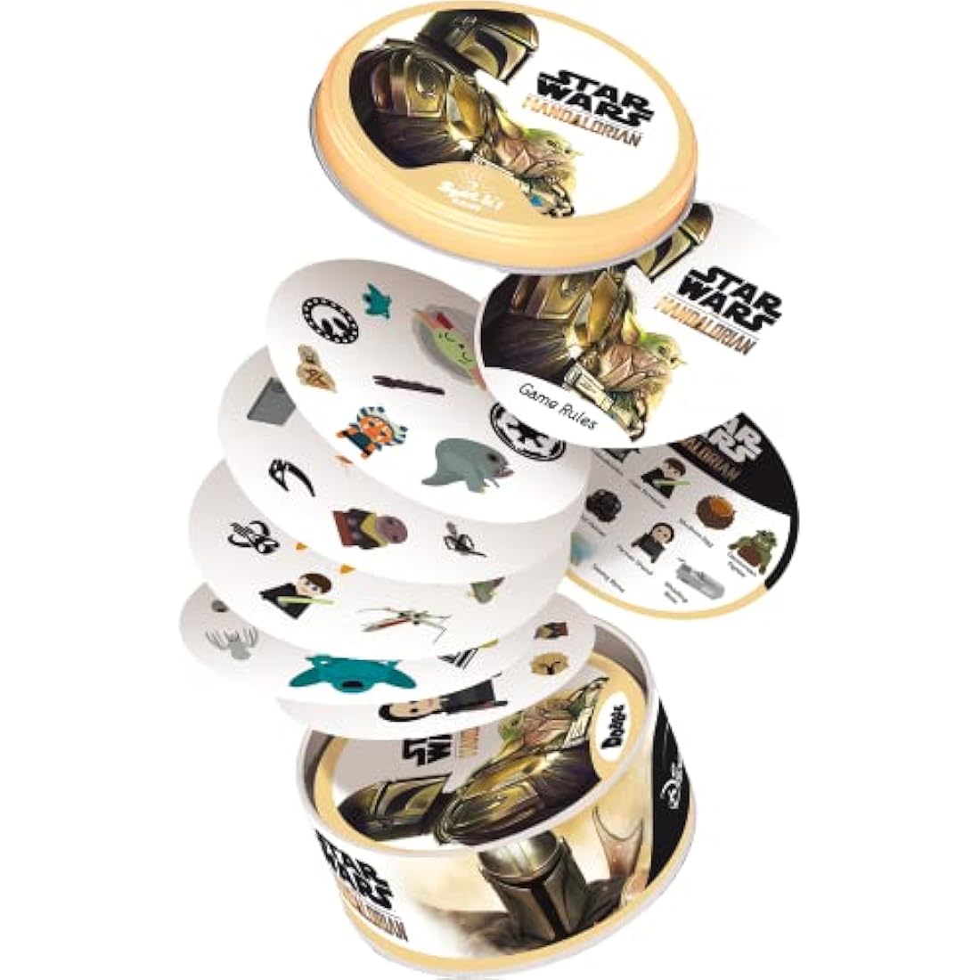 Asmodee | Dobble Star Wars Mandalorian | Card Game | Ages 6+ | 2-8 Players | 15 Minutes Playing Time