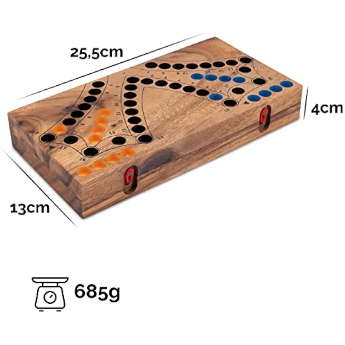 LOGOPLAY Tock for 4 Players - Board Game with Playing Cards - Wooden Board Game with Folding Board