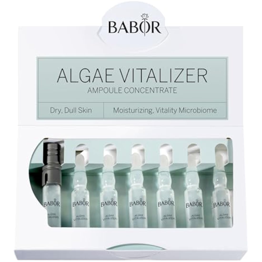 BABOR Algae Vitalizer Serum Ampoules for the Face, with Green Algae Extract for a Revitalised Complexion, Vegan Formula, 7 x 2 ml Concentrated Ampoules