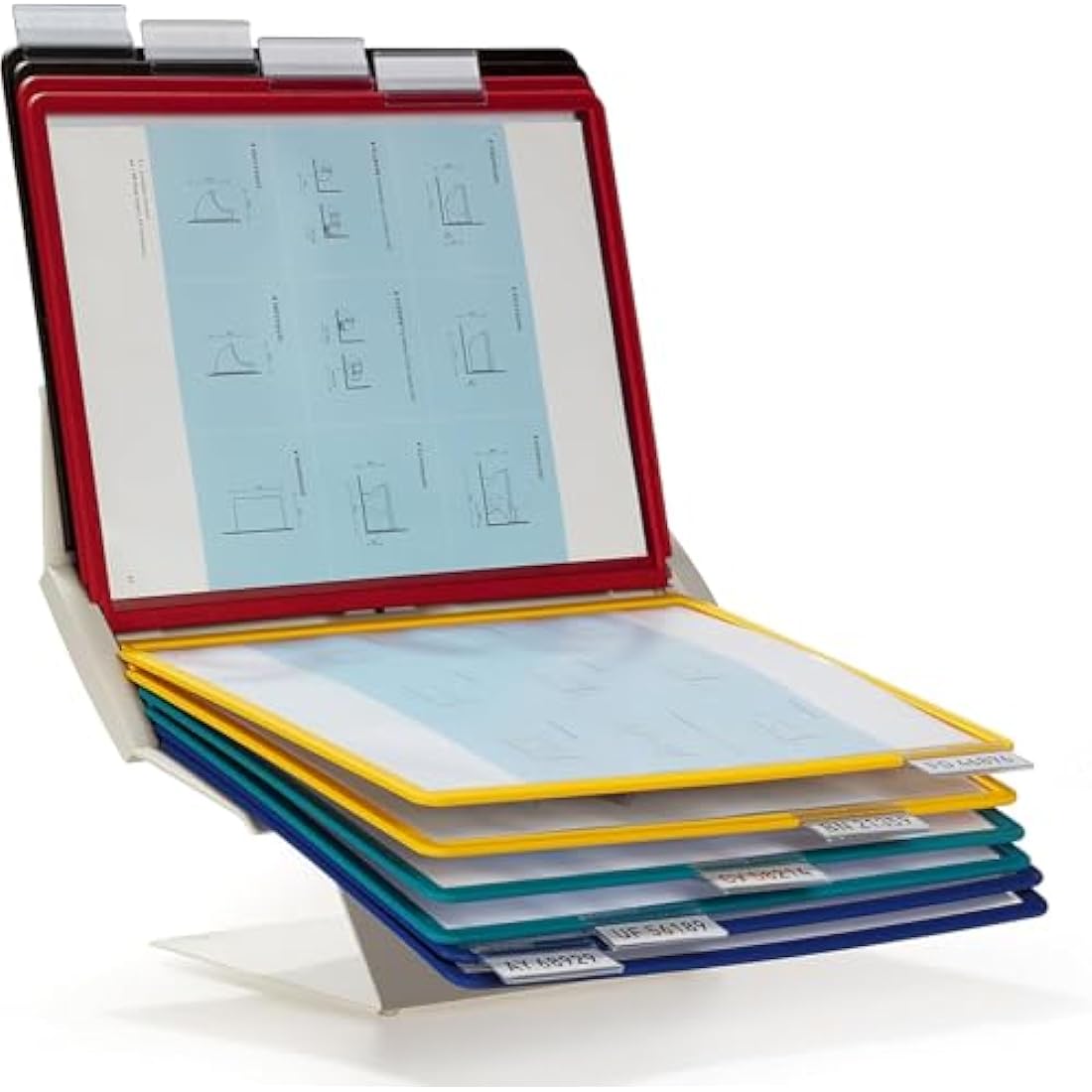 Durable VARIO PRO Display Panel Desk Unit | 10 Panels and Tabs in Assorted Colours | Rotates 90° | Ideal for Display ing A4 Documents