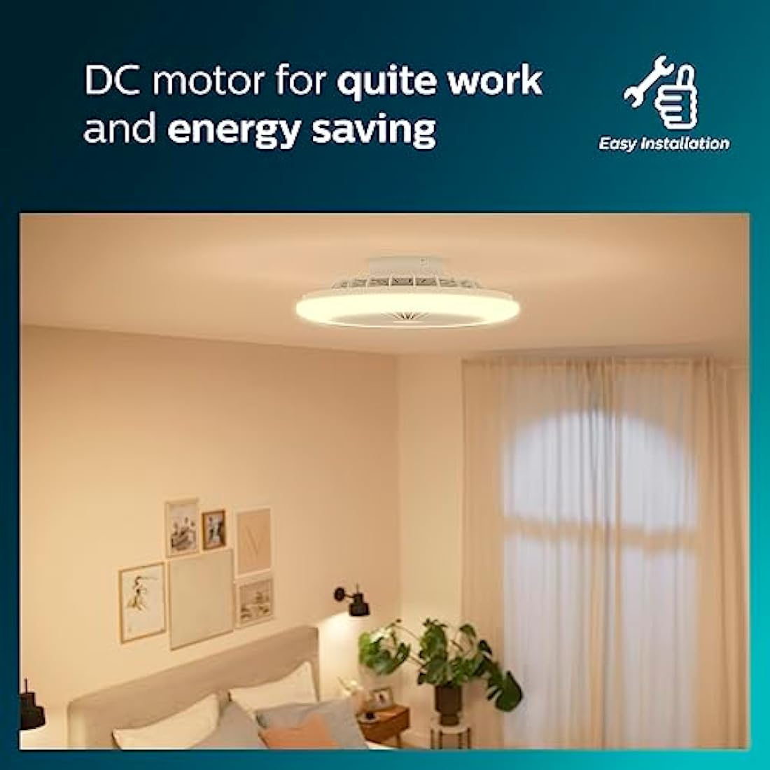 Philips LED Round Flat Fan Light 20W+40W with Remote Control [20W+40W - White] for Indoor Home Lighting, Living Room, Study, Office, Bedroom