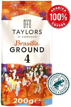 Taylors of Harrogate Brasilia Ground Coffee, 200 g (Pack of 6 - Total 1.2kg)