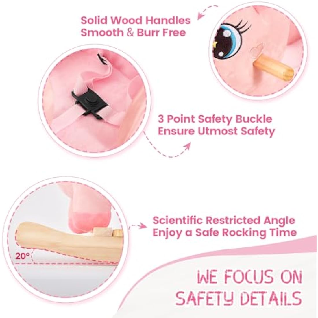 FUNLIO Unicorn Baby Rocking Horse, Pink Fairy Unicorn Rocking Horse for Toddlers 6 Months to 3 Years, Stuffed Ride-on Animal Rocker, Easy to Assemble, CPC & CE Certified