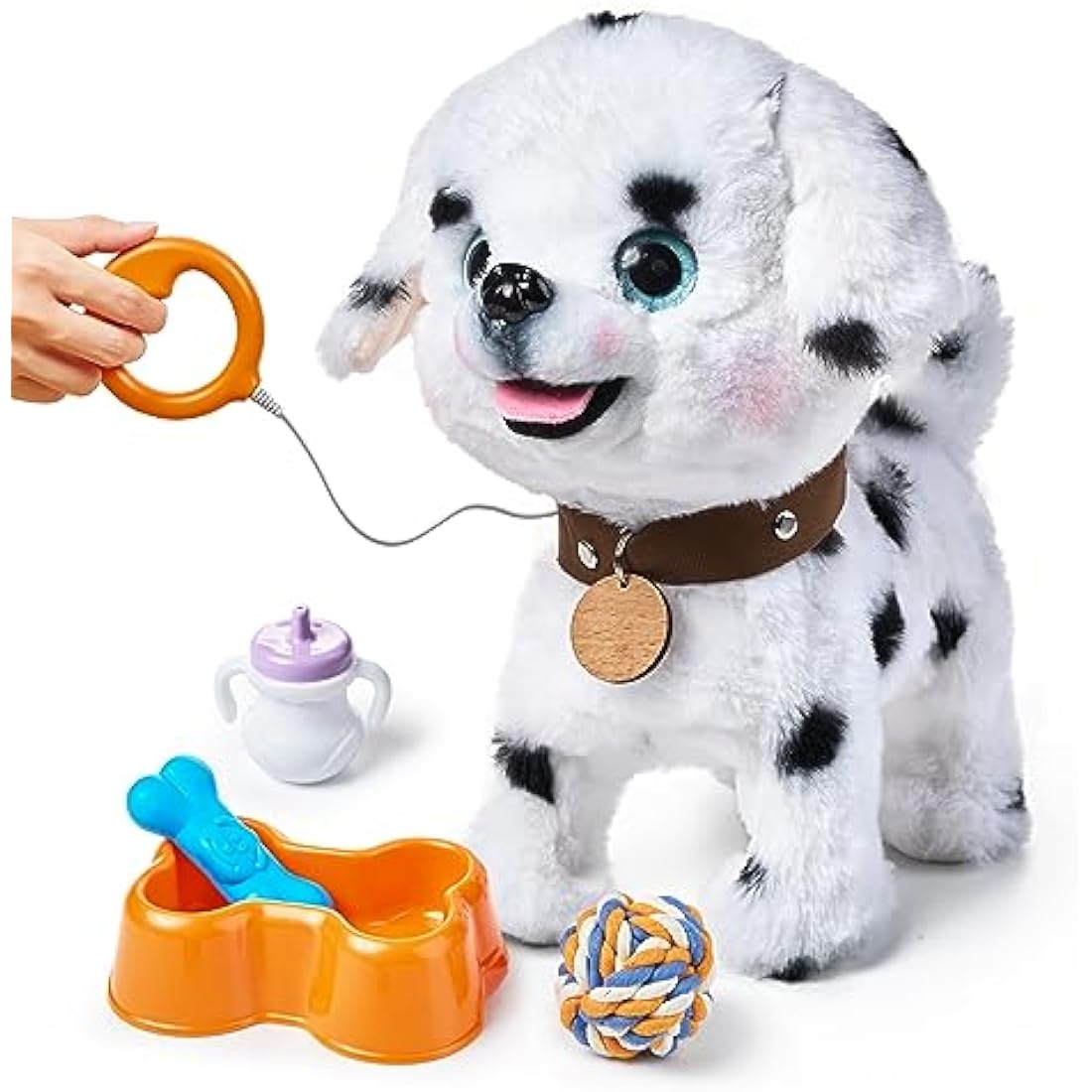OR OR TU Walking Dog Toys for Kids Toy Dog Plush Electronic Pets Dog Puppy, Walk and Bark on a Lead, Realistic Interactive Toys Dog for Kids 3 4 5 6 7+ Years Old Girls Boys Gift