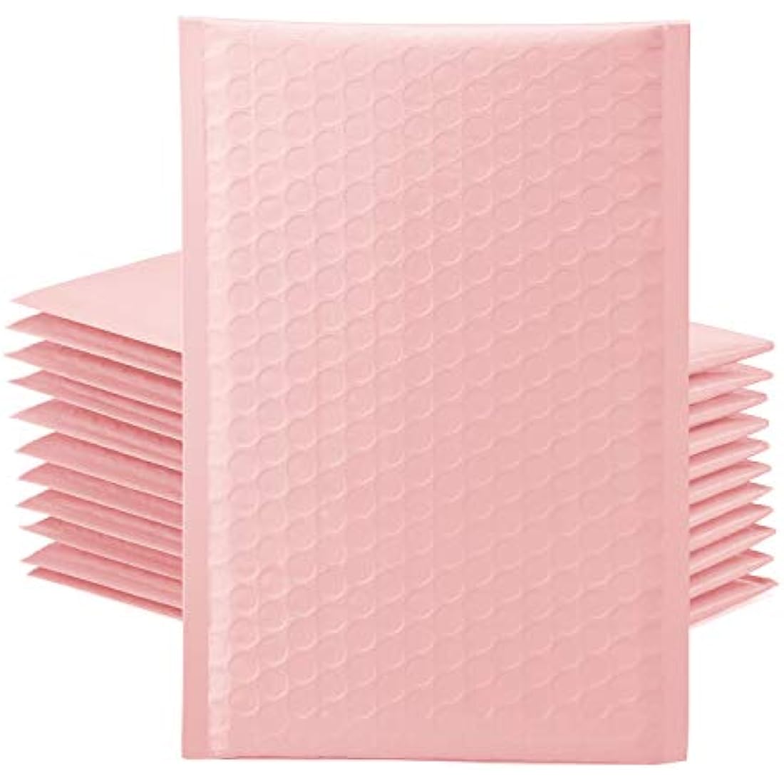Switory 50Pcs Poly Bubble Mailers, 10.2x17.7cm Padded Envelopes Bubble Lined Wrap Polymailer Bags for Shipping Packaging Mailing Self Seal, Pale Pink (Outside Size: 10.2x22.3cm)
