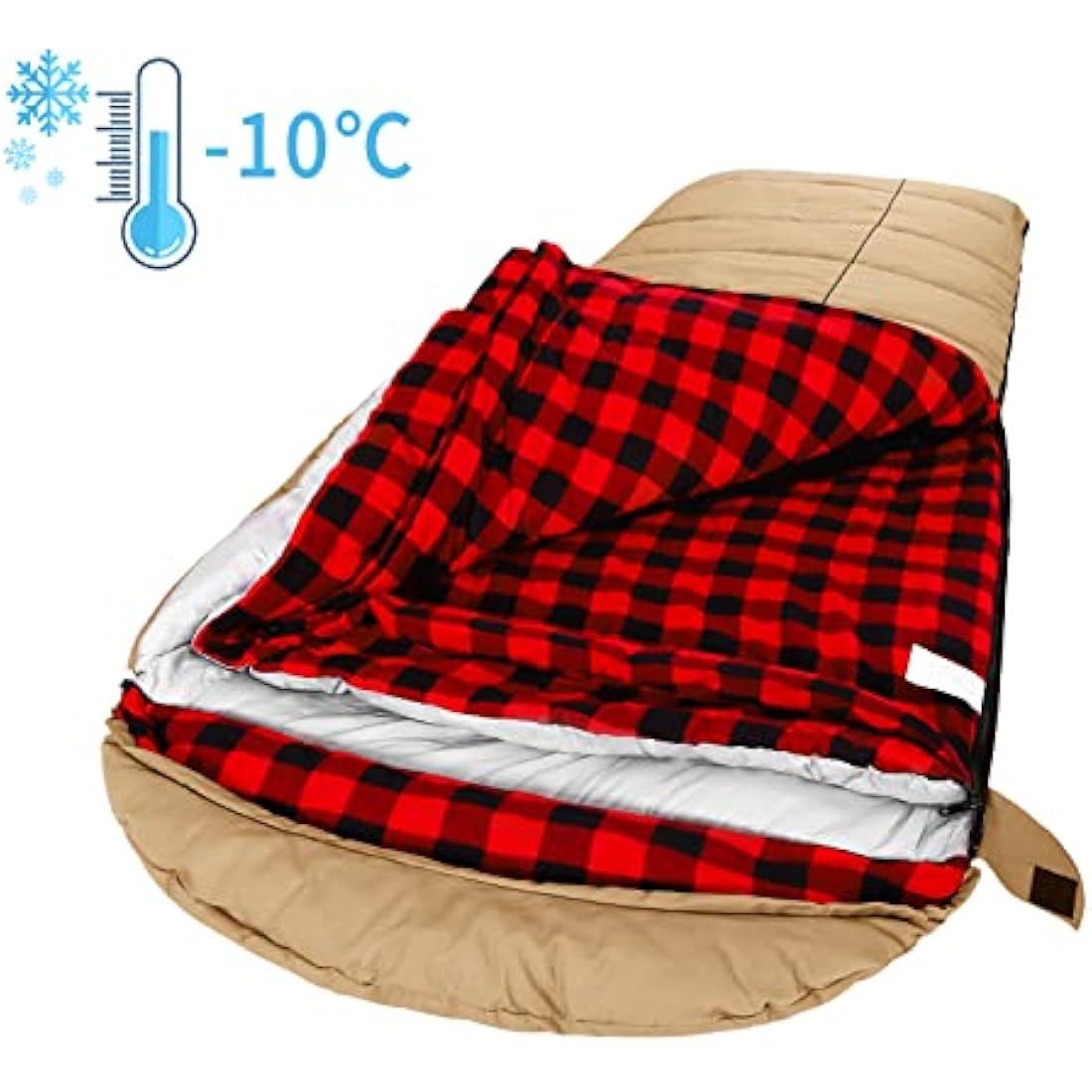 Winter 0 Degree Canvas Sleeping Bag for Fishing, Hunting, Traveling and Camping Particularly in Cold Winter Outdoor with Removable Flannel Liner and Free Compression Sack for Big and Tall Adults