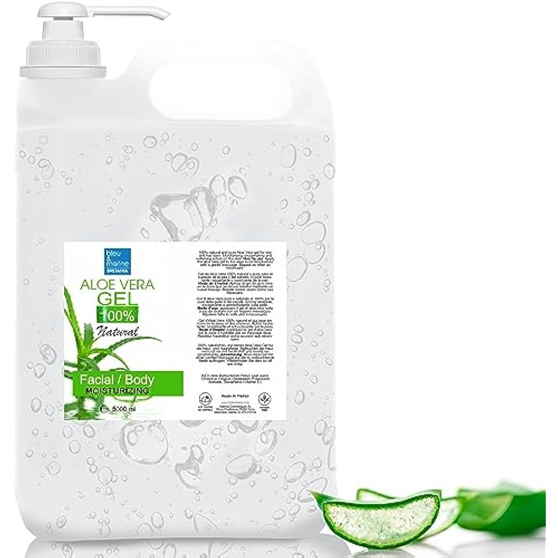 Pure Aloe Vera Gel | 100% Natural, Vegan, Cruelty-Free, Skin & Hair Care, Aftershave Gel, Moisturiser, Hair Conditioner, Sunburn Relief, 5000 ml