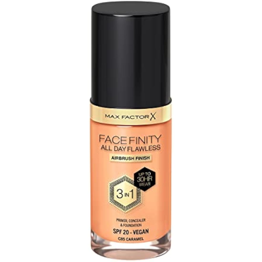 Max Factor Facefinity 3-in-1 All Day Flawless Liquid Foundation, SPF 20 - 85 Caramel (Packaging May Vary)