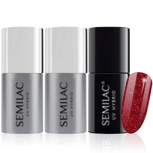 Semilac Base Coat, Top Coat & UV Gel Colour Polish. Long Lasting, Chip Resistant & Easy To Apply. 026 My love Colour UV Gel Nail Varnish. Perfect For