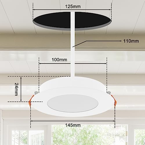 LED Recessed Ceiling Lights Ultra Slim 10W LED Downlights for Ceiling, 3000K Warm White, 125mm Hole Size, 960LM, IP44 Round Spotlights for Bathroom Kitchen Living Room, 10 Pack