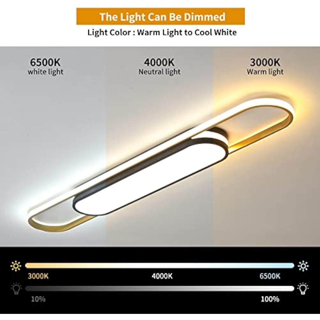 Oninio Modern Ceiling Light 110cm LED Linear Ceiling Lamp 48W Dimmable Ceiling Light with Remote Control for Kitchen Dining Room Cloakroom Hallway