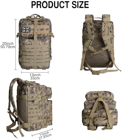WOLT | Tactical Backpack for Men 45L Military Backpack Large 3 Day Assault Pack Rucking Backpack for Survival Hiking