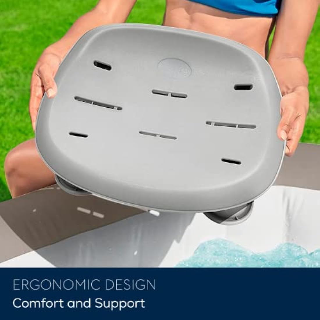 Lay-Z-Spa BW60321 Hot Tub Seat, Universal Adjustable Spa Seat with Weighted Feet, Grey