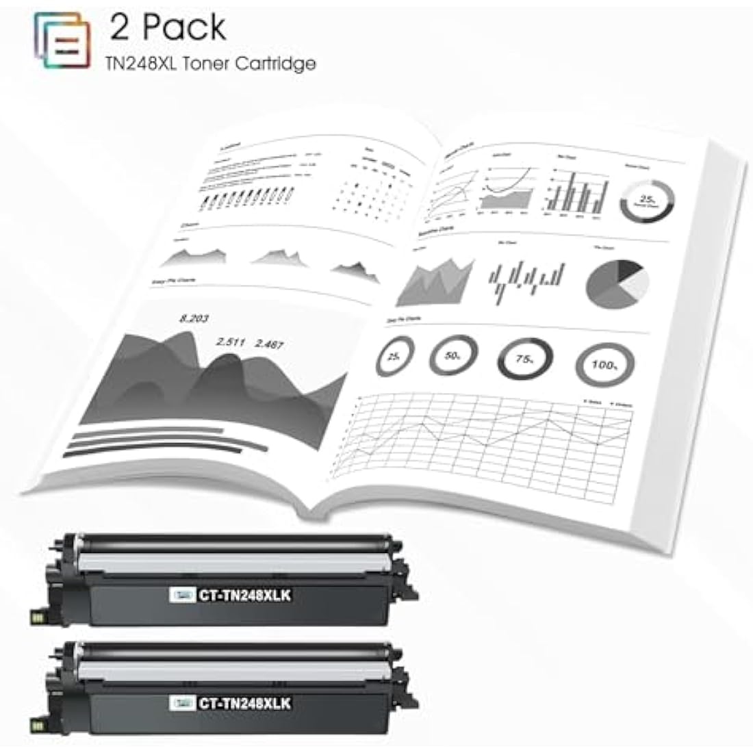 TN248XL Black Toner Cartridges: Compatible for Brother TN248BK TN248XLBK TN248XL HL-L3220CW MFC-L8390CDW TN248 TN-248XL DCP-L3520CDW MFC-L3760CDW MFC-L3740CDW MFC-L3740CDWE HL-L3240CDW (2 Pack)