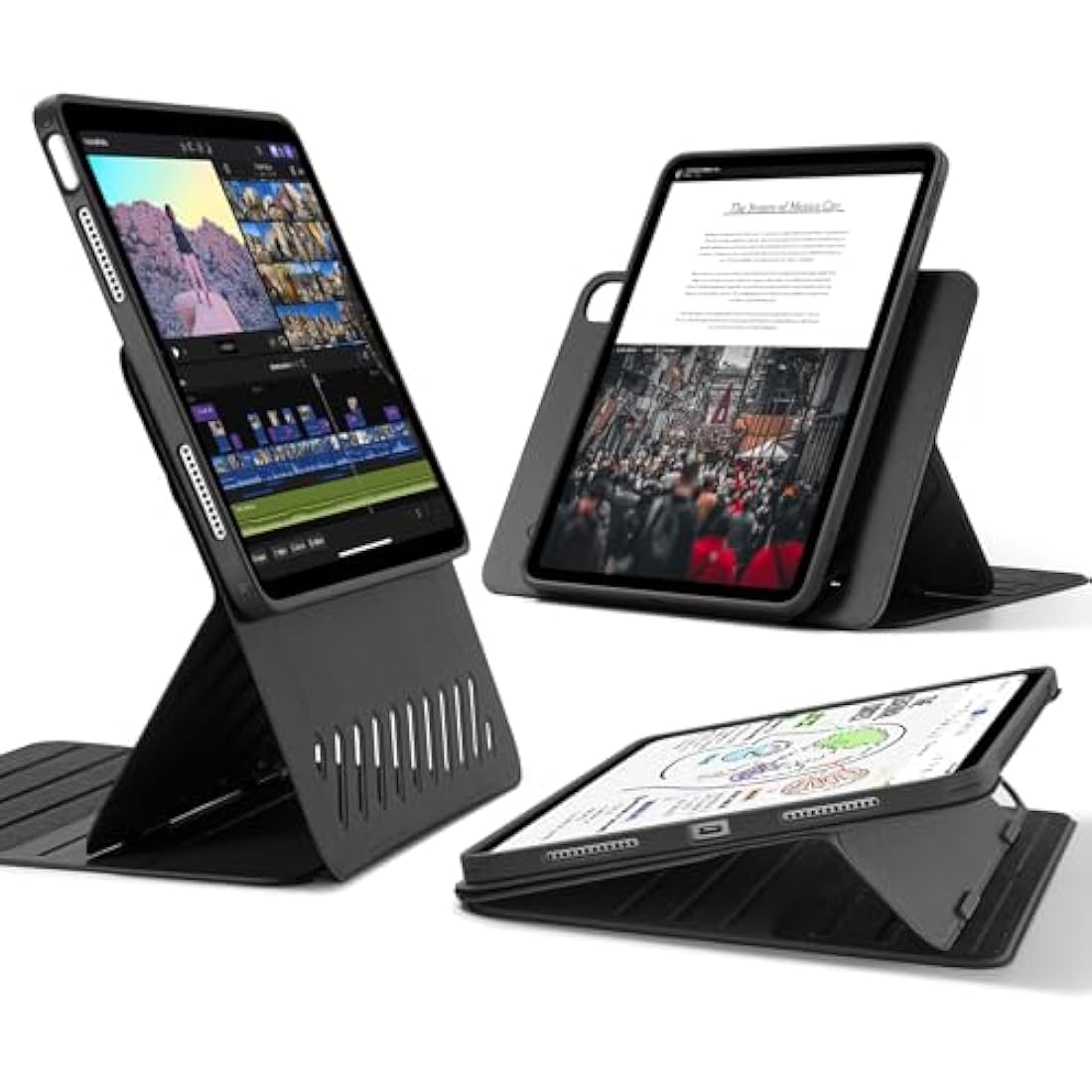 ESR for iPad Air 11 Inch Case (M3, 2025/M2, 2024), iPad Air 6th/5th/4th Generation Case, Removable Magnetic Cover, Adjustable Portrait/Landscape Stand with Raised Screen View, 9 Standing Angles, Black