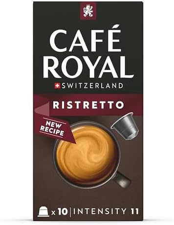 Café Royal, Ristretto, 100 Nespresso (R) compatible capsules, 80 percent recycled Aluminium, Rainforest Alliance certified, intensity 11