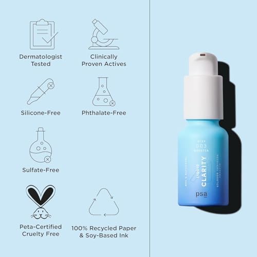 PSA LIQUID CLARITY BHA & Bakuchiol Blemish Recovery Booster: Pore-Refining Serum Booster with 2% BHA, 1% Bakuchiol, 2% Zinc PCA, and Licorice Root Extract. 15 ml/ 0.5 oz