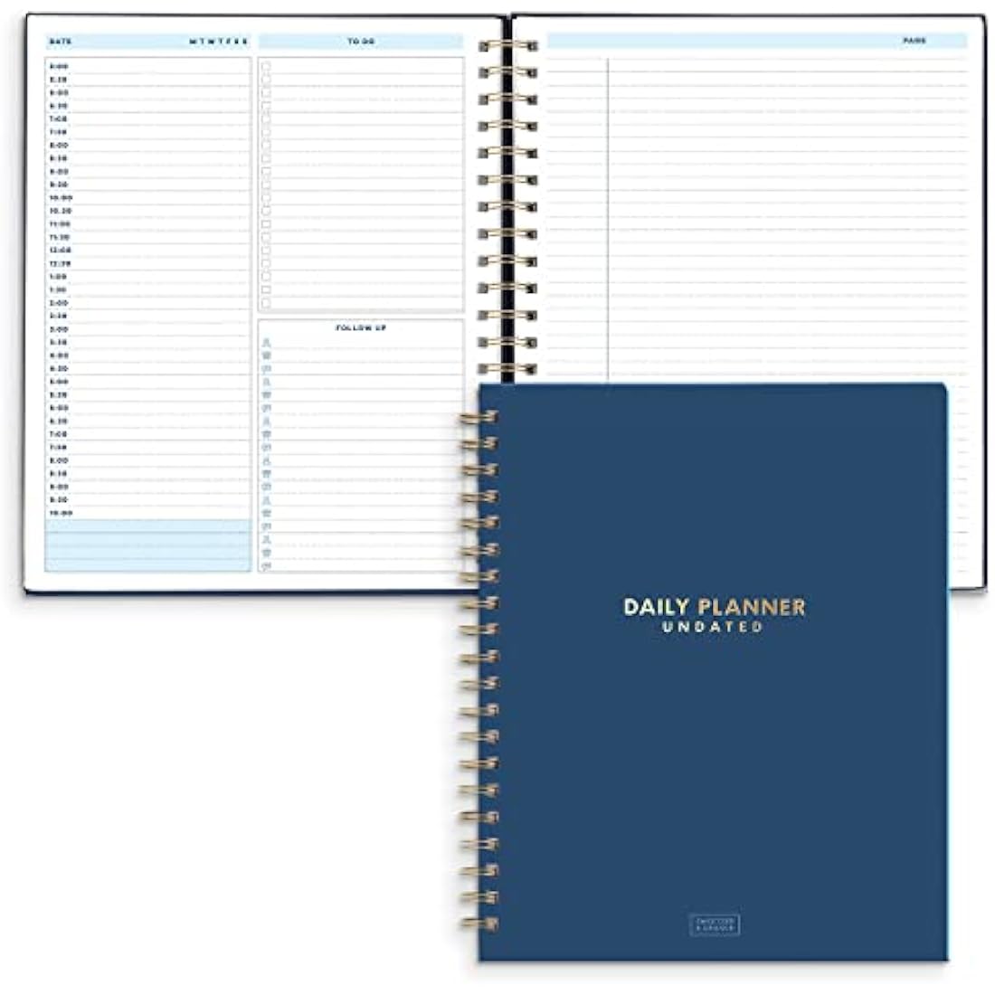 Sweetzer & Orange Undated Daily Planner for Ultimate Organization - 9x10.75'' Spiral with Hourly Schedule-Daily Notebook- To Do List Planner- Work Organizer 200 Pages