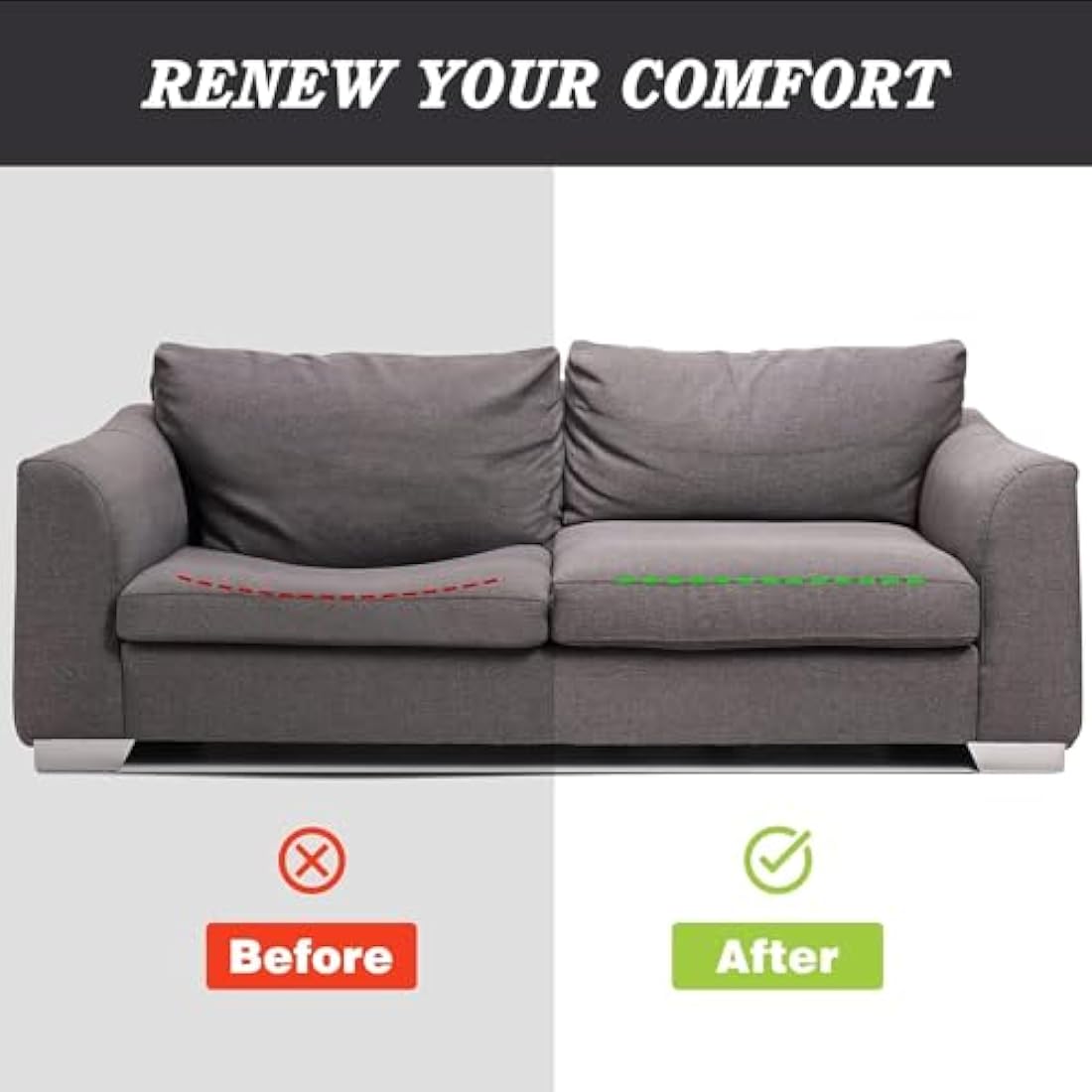 TANYOO Sofa Cushion Support for Sagging Seat Curve Furniture Seat Under Cushion Sag Repair -2Pack