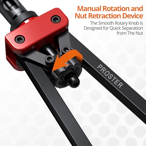 Proster Rivet Nut Tool 14" - Rivet Nut Gun with 150Pcs M3 M4 M5 M6 M8 M10 Rivet Nuts 6Pcs Metric Mandrels Heavy Duty Hand RIV Nut Gun Thread Setter Kit Red