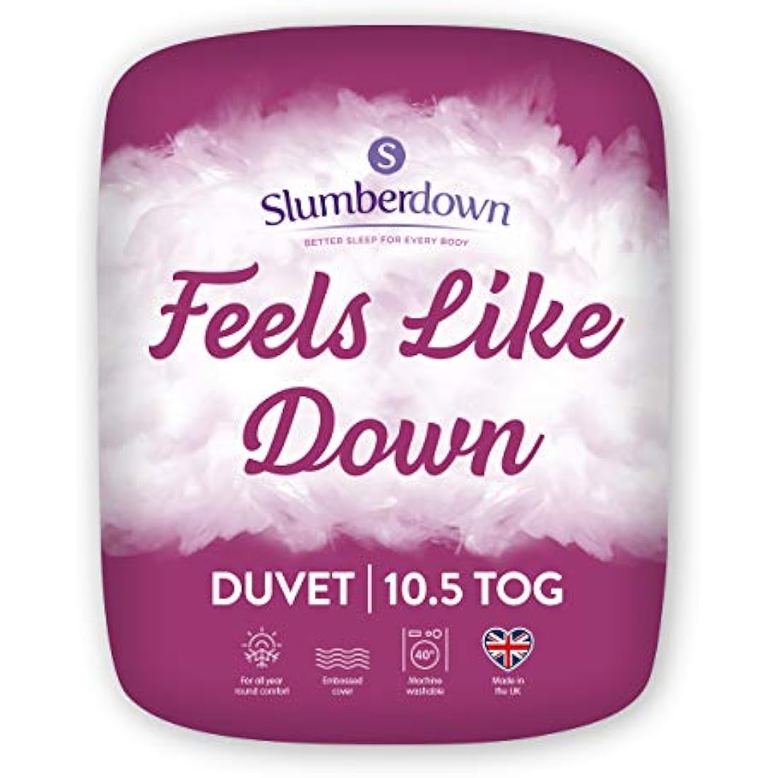 Slumberdown Feels Like Down King Size Duvet 10.5 Tog - Ultra Soft All-Year Round King Quilt for Spring, Summer, Autumn & Winter - UK Made, Non-Allergenic & Machine Washable (225 x 220cm)