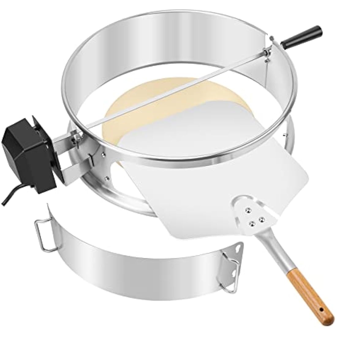 Onlyfire Stainless Steel Rotisserie & Pizza Ring Multi-Purpose BBQ Tool Kit for Weber 47 Kettle and Other Similar Charcoal Grills