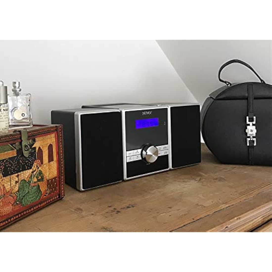 Denver Mini HiFi System CD Player For Home With Speakers - CD Micro System Mains Operated with FM Radio, Clock Radio Alarm, Snooze & Sleep, AUX IN, Remote Control – MCA-230