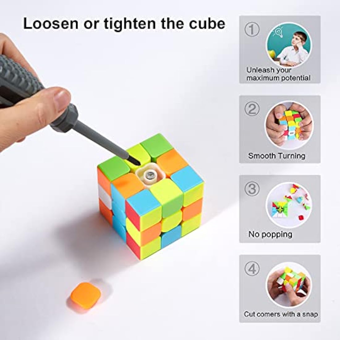 ROXENDA Speed Cube Set, 2X2 3X3 Speed Cube Original Fast Cube with Instruction (Stickerless)