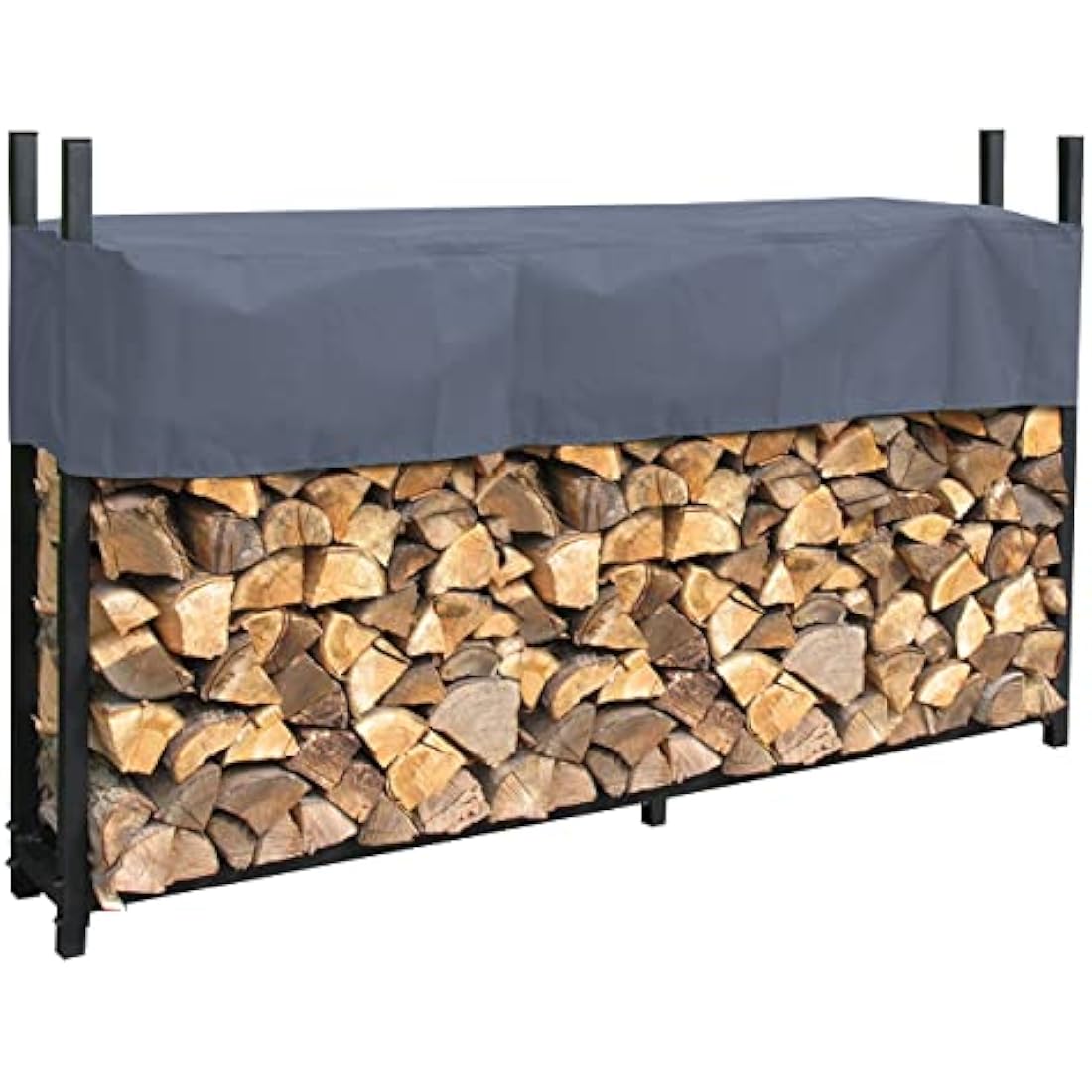 QUICK STAR Metal Firewood Rack Anthracite 200 x 25 x 115 cm Garden Firewood Shelter 0,8 m³ / 1 SRM Stacking Aid Outdoor with Weather Protection Gray
