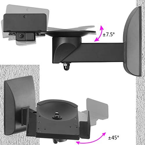 suptek Dual Side Clamping Bookshelf Speaker Wall Mounting Bracket Adjustable for Large Surrounding Sound Speakers, Hold up to 25kgs Each Black SPM201 (2 Packs)
