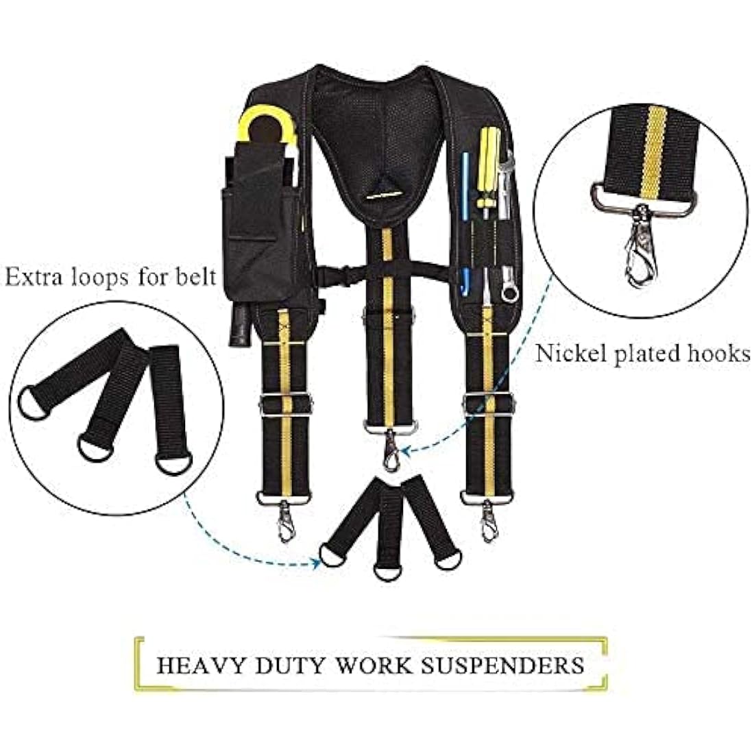 Tool Belt Suspenders,Heavy Duty Electrician Tool Belts,Multi-Pockets Electrician's Bag with Lumbar Support for Carpenter Electrician Work Suspension Rig