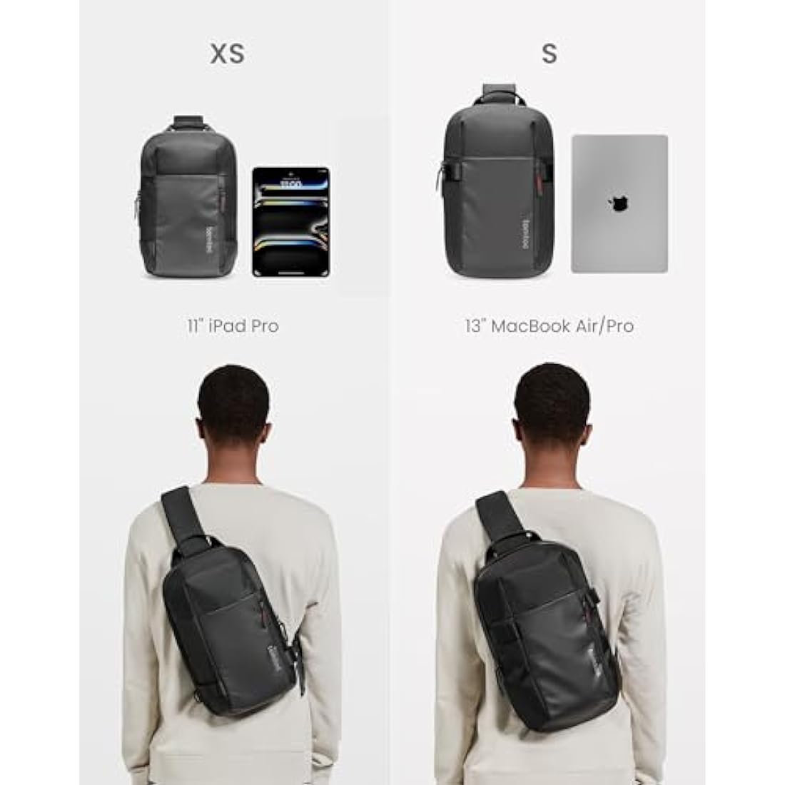tomtoc Compact EDC Sling Bag for 13-inch MacBook Air M4 2025, 14 inch MacBook Pro M4, 13" iPad Air M3/iPad Pro M4, Minimalist Chest Shoulder Crossbody Bag, Small Daypack for Daily Use, Work- S Size
