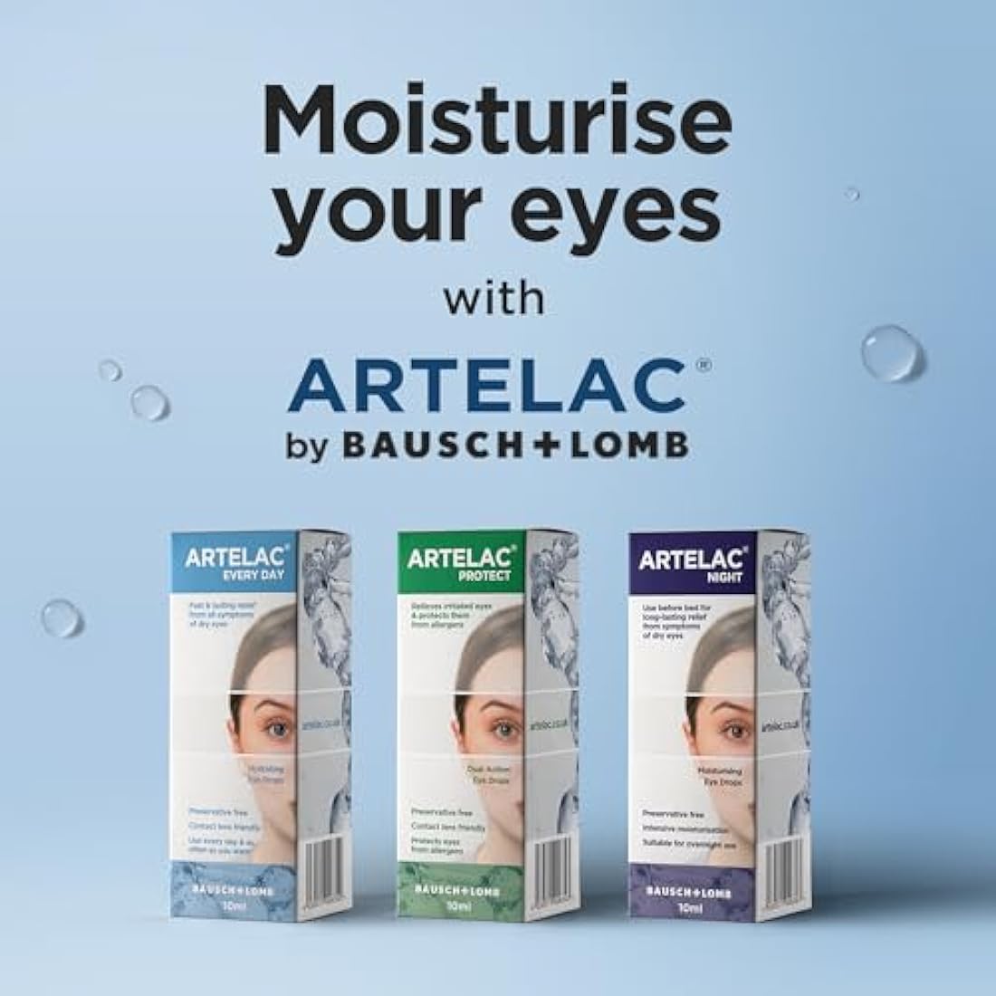 Artelac Night Eye Drops, Symptom Relief for Tired, Dry, Stressed, Gritty, Burning and Tearing Eyes, Preservative Free and Restores Moisture During Sleep, 10ml