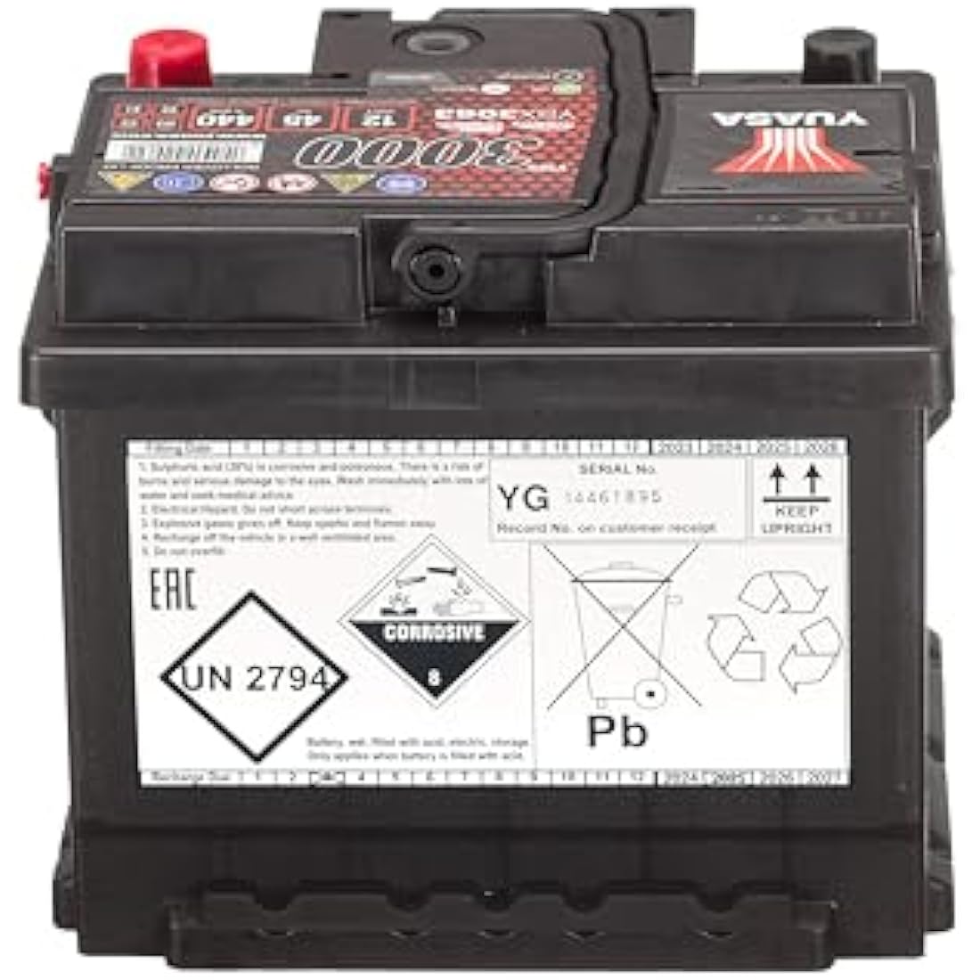 Yuasa YBX3063 12V 45Ah 440CCA Sealed Maintenance Free Car Battery