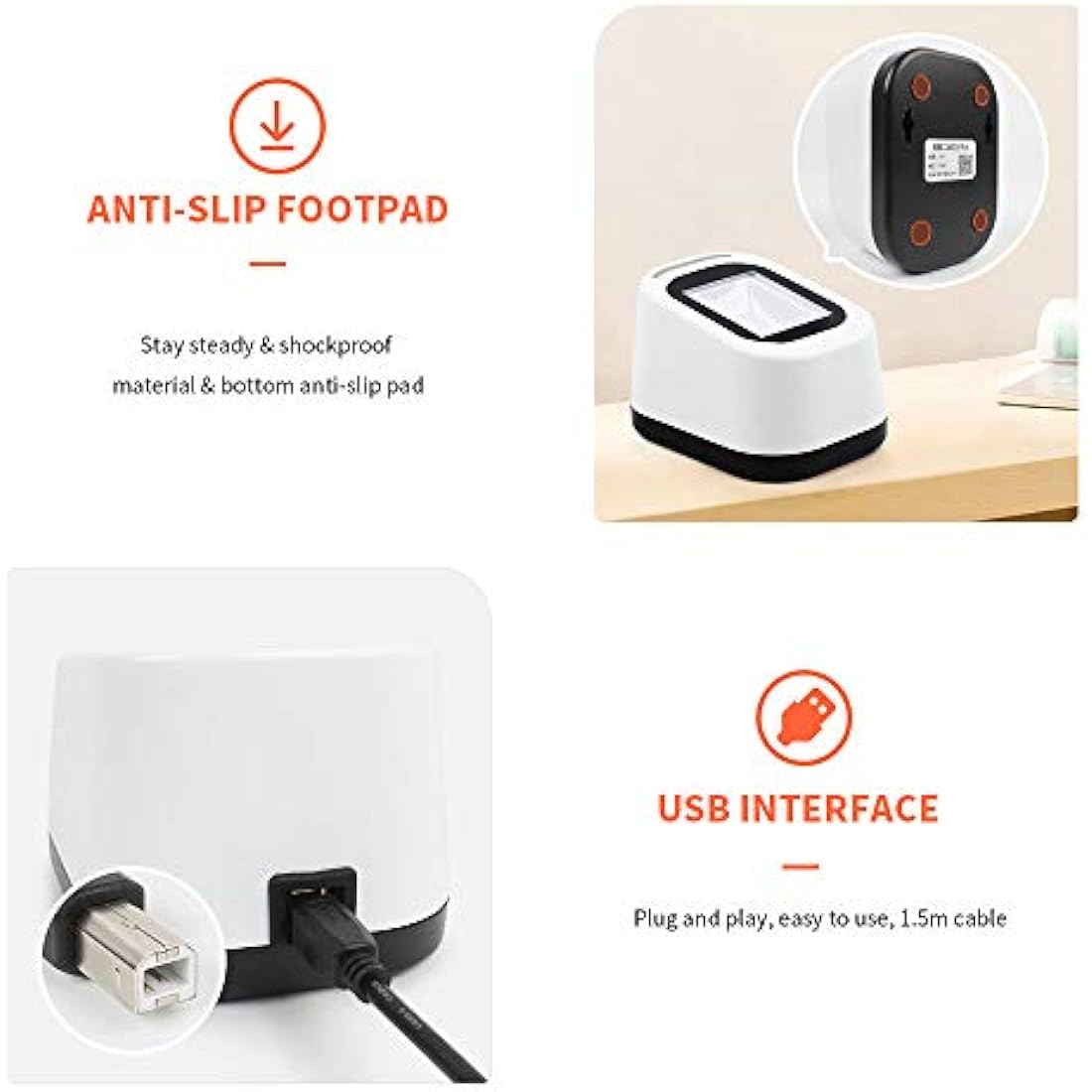 Wired Barcode Scanner USB Versatile Code Scanning QR Code 1D&2D Reader for Supermarkets/Stores
