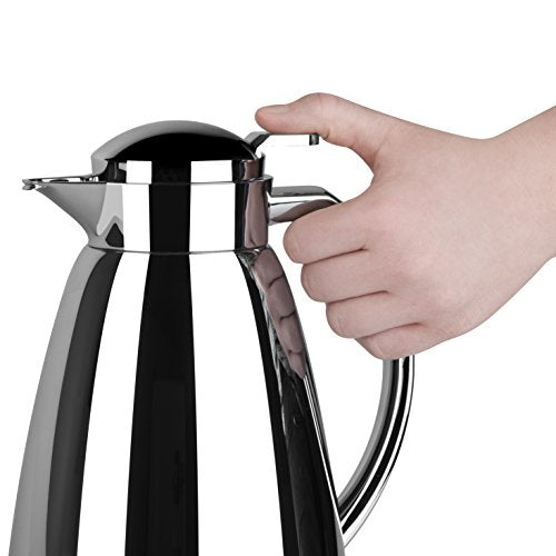 Tefal Campo Jug 1L, Stainless Steel Chrome, 100% Leak-Proof, High-Quality Glass Liner, Keeps Beverages Hot for 12 Hours, Durable and Elegant Thermal