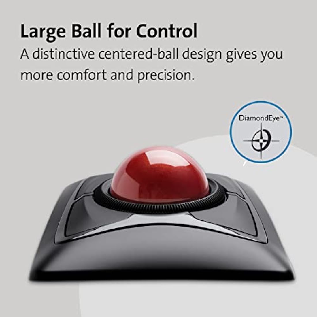 Kensington Expert Mouse - Wireless Ergonomic TrackBall Mouse for PC, Mac and Windows with Ambidextrous Design, Optical Tracking, Scroll Ring & 55 mm Ball – Red (K72359WW)