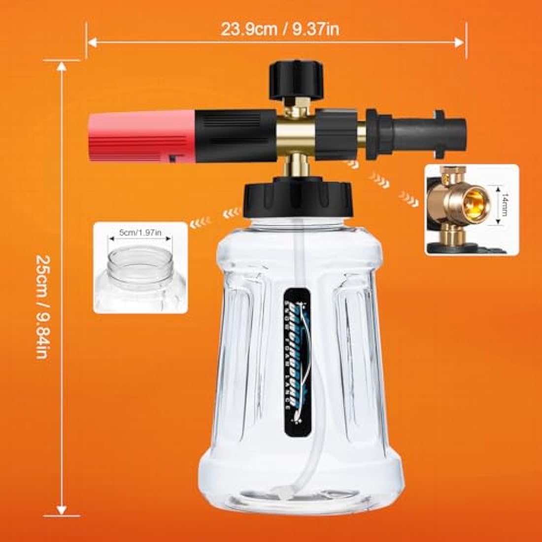 DANCINGBOAR Snow Foam Lance Foam Cannon for Karcher K Series K2 K3 K4 K5 K6 K7 Pressure Washer, 1L Soap Dispenser with Adjustable Spray Nozzle and New Generation Connector (Black & Red)