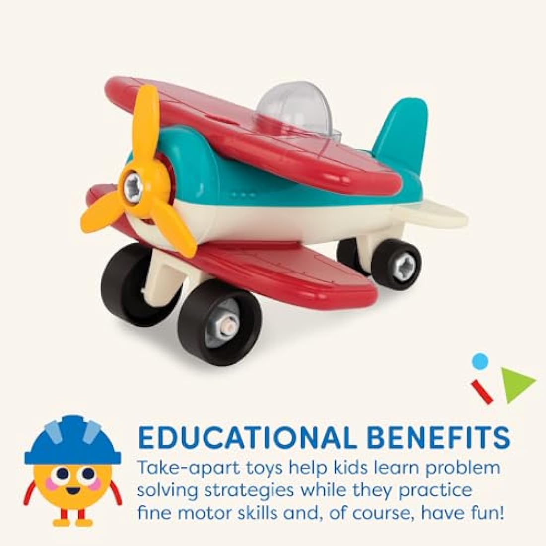 Battat – Classic Construction Toy – Pretend Play Toys – Toddler Plane Playset – Dexterity Building Toy – 3+ Years– Take – Apart Airplane