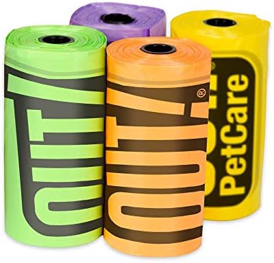 OUT! Dog Poo Bags, Strong, Leak Proof Dog Waste Bags - 60 Rainbow Bags