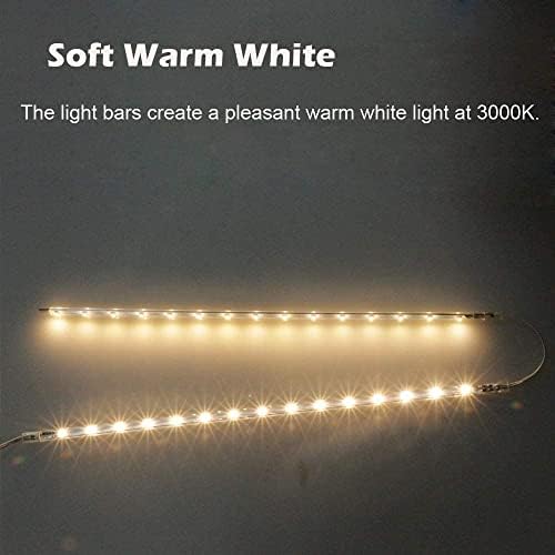 Under Cupboard Lights, 4 x 40cm Linkable LED Light Strips Kit, Low Profile, Energy Efficient, for Customized Shelf Lighting in Display Cabinet, Book Case, Kitchen,Workspace - Warm White 3000K