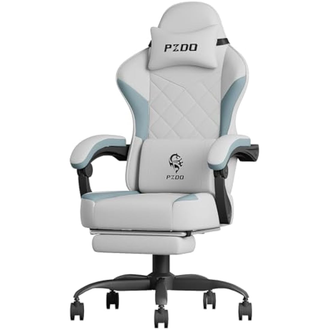 PZDO Office Chair Ergonomic Office Chair with Footrest, Ergonomic Chairs for Adults, Gaming Desk Chairs with Technology Fabric, Reclining Chaise de Bureau, Gift, Teens, (Gray)