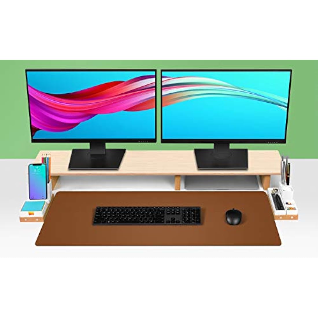 Aothia Desk Mat, PU Leather Desk Mat, Mouse Mat, Non-Slip Desk Protector, Waterproof Desk Writing Pad for Office and Home (91 cm x 43 cm, Brown)