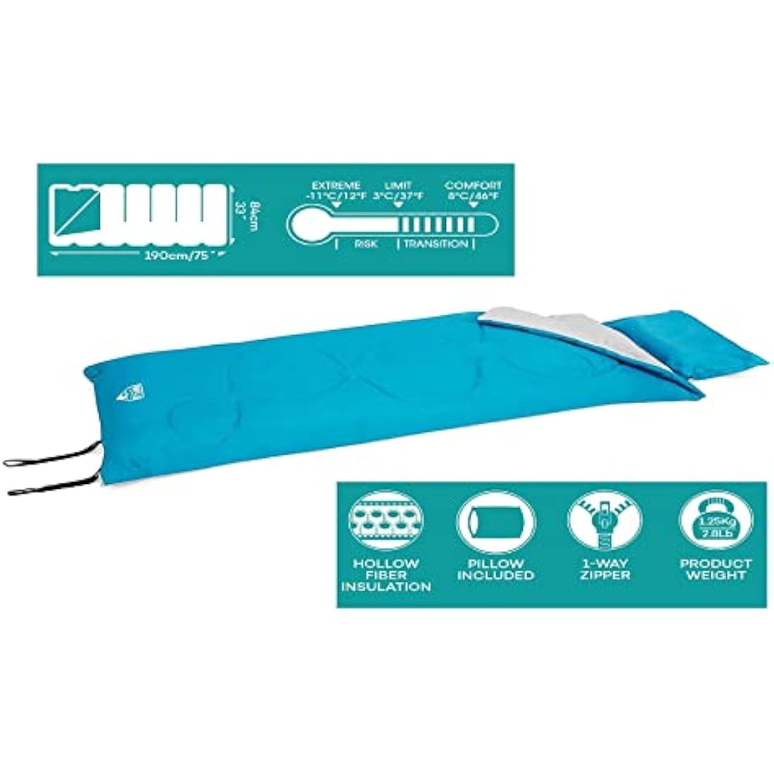 Pavillo Unisex – Erwachsene Deckenschlafsack Evade 10" 190 x 84 cm, Color, Size