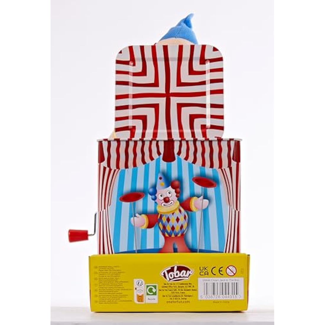 Tobar Clown Jack in the Box Traditional Tin Toy, Assorted Colour